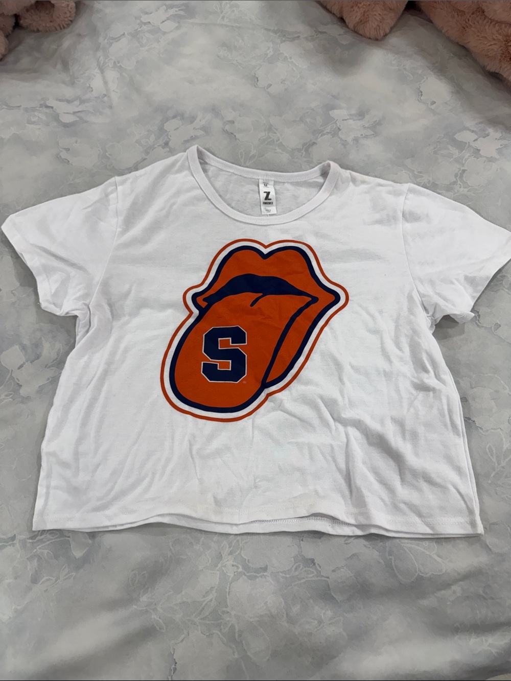 Women’s White Syracuse University Graphic Tee w/Orange & Navy Rolling Stone Logo